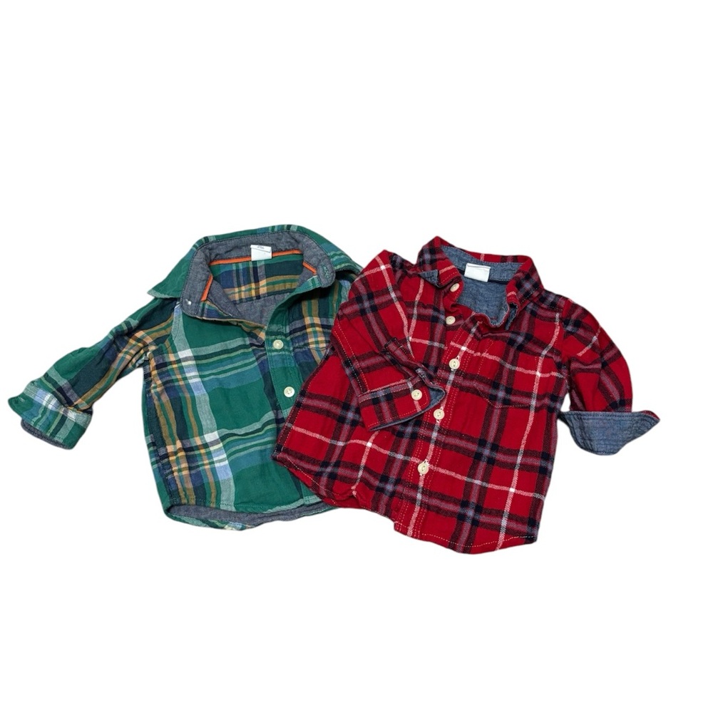 Two babyGAP Plaid Flannel Button Down Shirts